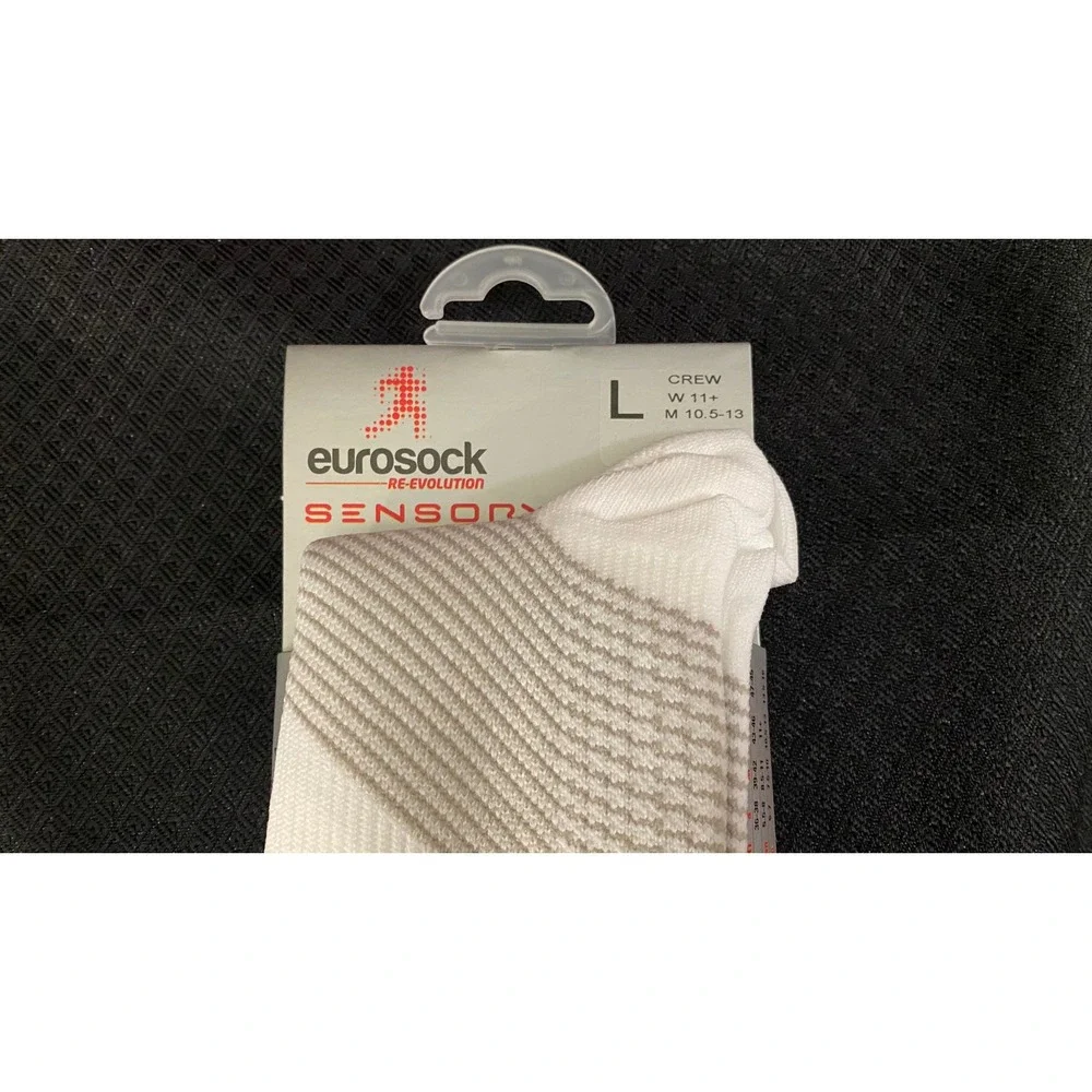 Eurosock Sensory Crew Compression Socks White Grey Size L Ankle Support 41802